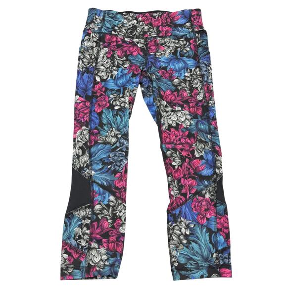 LULULEMON RARE Pace Rival Crop 22" Size 4 Nocturnal Floral Multi - Picture 2 of 5